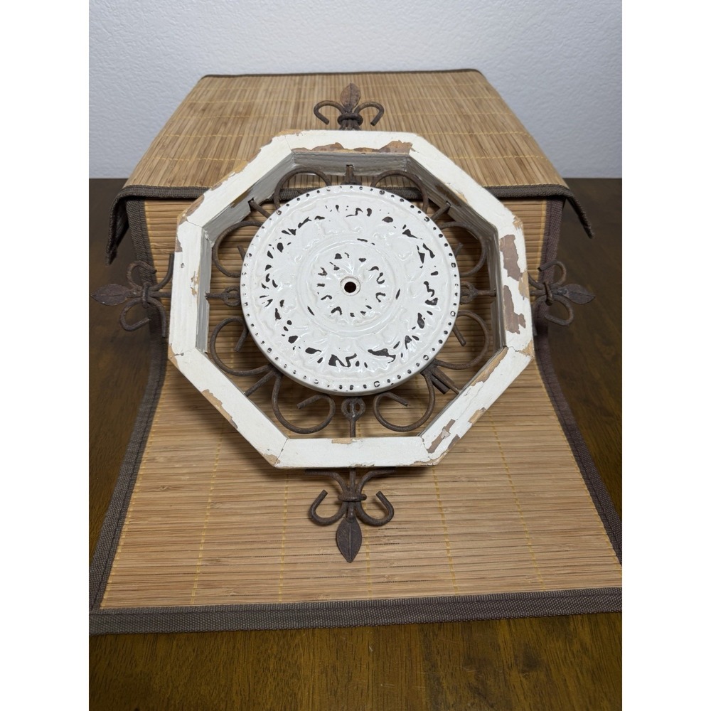 Shabby‎ Chic Rustic Medallion Wrought Iron & Wood Wall Decor Fleur De Les Dist